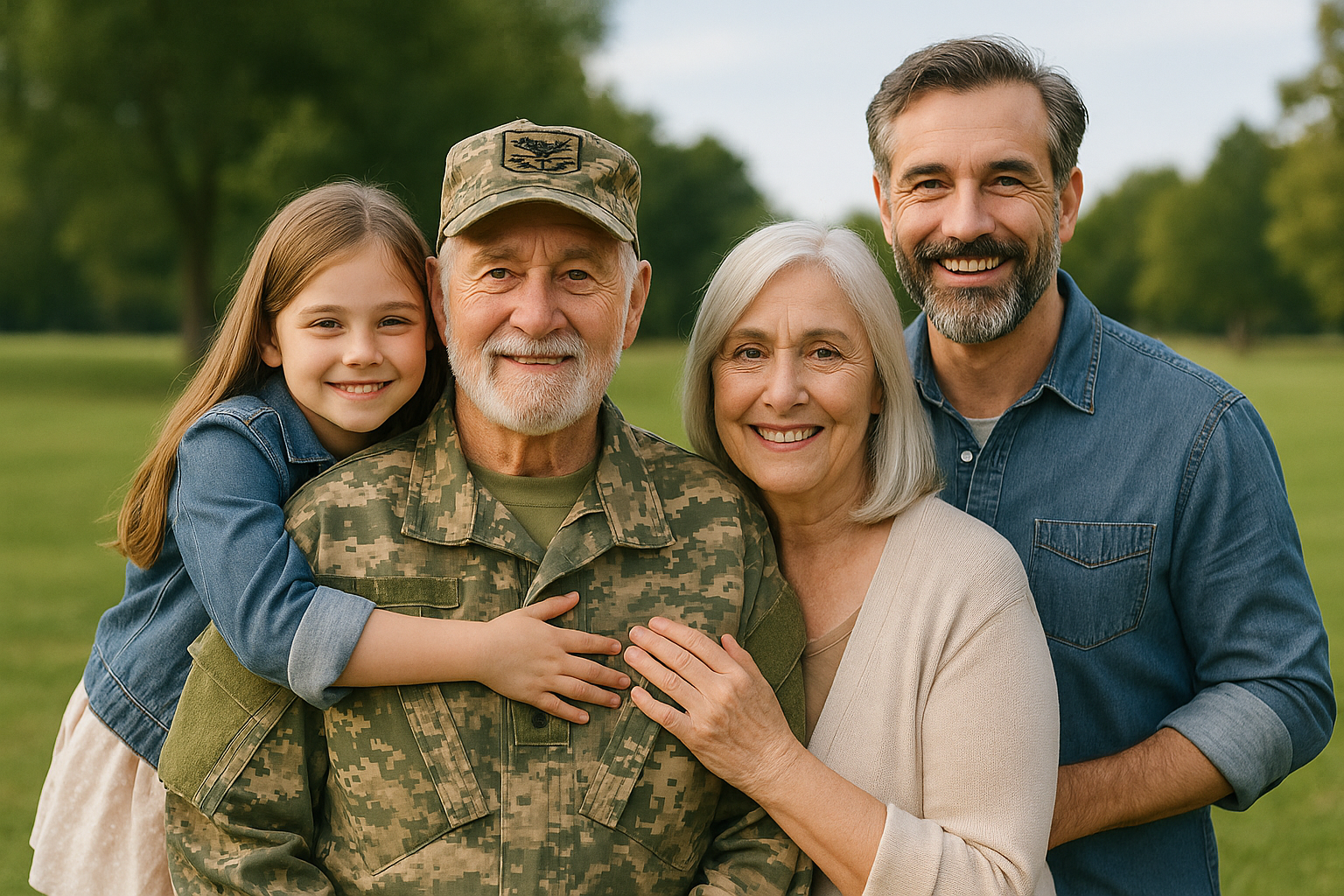 Veteran grandfather with his family - representing the families we protect